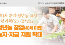 올해 청년 농지지원 예산 45%↑…‘영농정착지원 1000명 더’ ‘제1차 후계·청년농 육성 기본계획’ 시행 중…자금대출 한도 5억 원