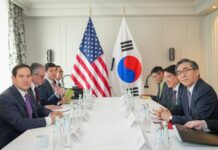 트럼프 2기 첫 한미-한미일 외교장관회담…3국 협력 의지 재확인 한미일, 북핵 대응·지역 정세·경제협력 확대 방안 등 논의